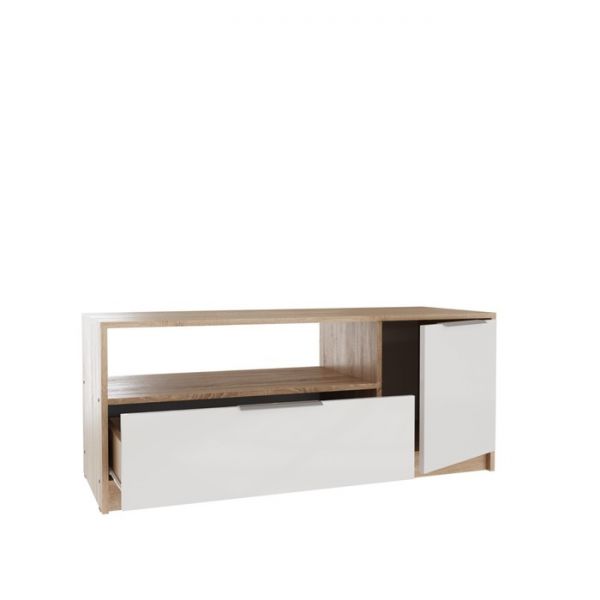 Тумба под ТВ 1 Нордик, 1187х450х490,  Дуб сонома светлый/Белая Аляска