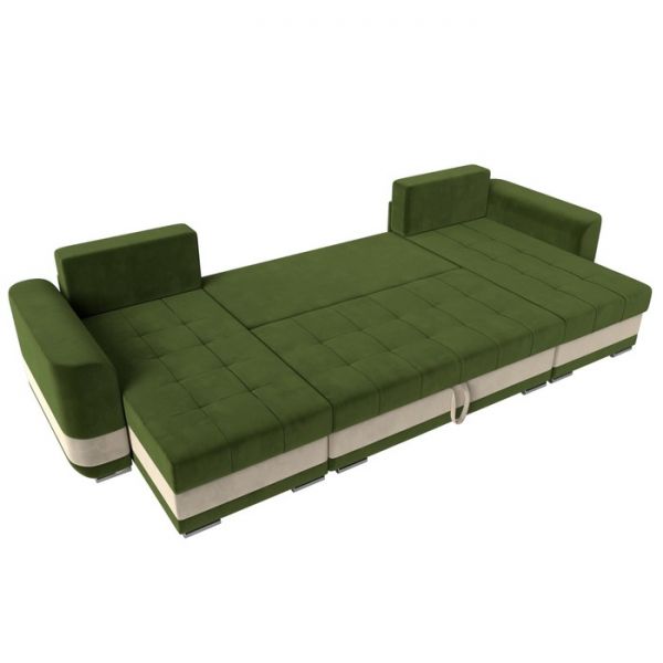 П-образный диван «Честер», механизм еврокнижка, микровельвет, цвет бежевый / коричневый