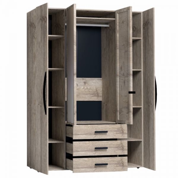 Шкаф для одежды и белья Nature 555, 1600 ? 595 ? 2300 мм, цвет гаскон пайн / чёрный