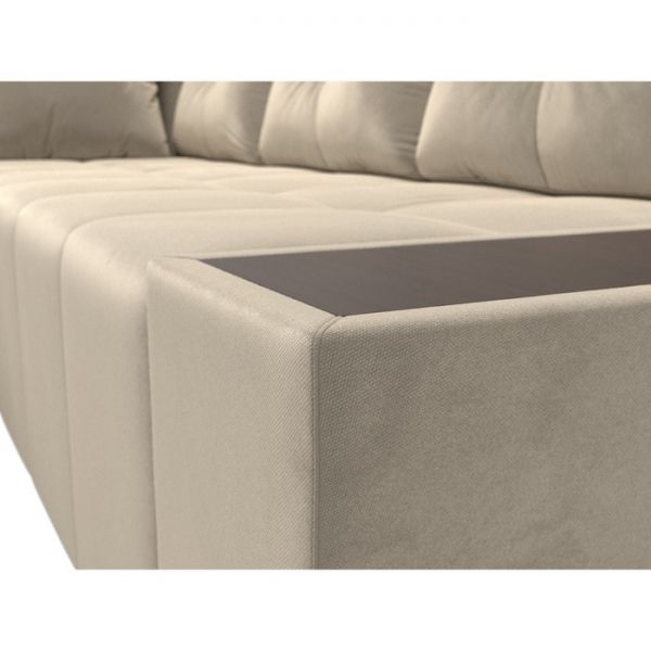 Угловой диван «Амадэус», правый угол, микровельвет, цвет бежевый