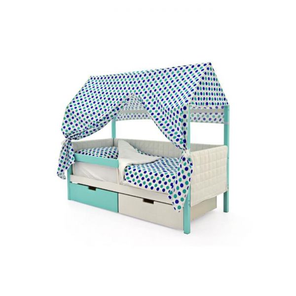 Детская кровать-домик мягкий Бельмарко  Svogen мятно-белый