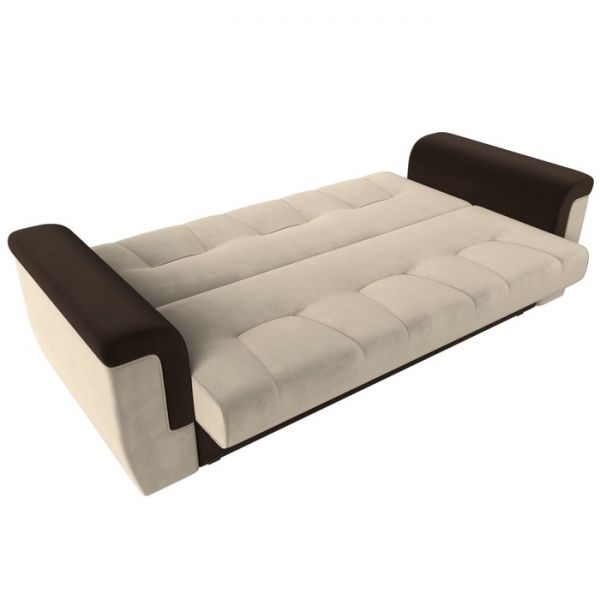 Прямой диван «Эллиот», механизм книжка, микровельвет, цвет бежевый / коричневый