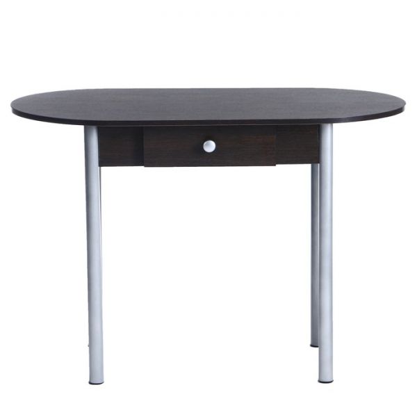 Стол Овальный с ящиком Эконом 1100х600х750 Металик серый/Венге