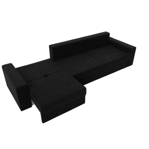Диван прямой «Мэдисон Long», механизм еврокнижка, микровельвет, цвет чёрный