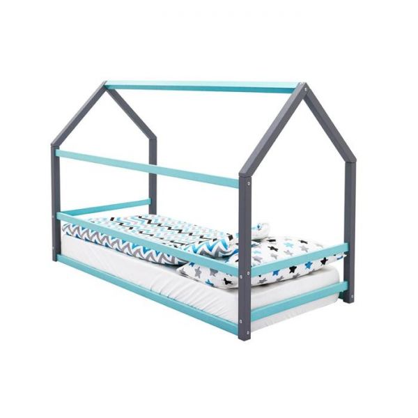Детская кровать-домик Монтессори Бельмарко Svogen графит-мятный
