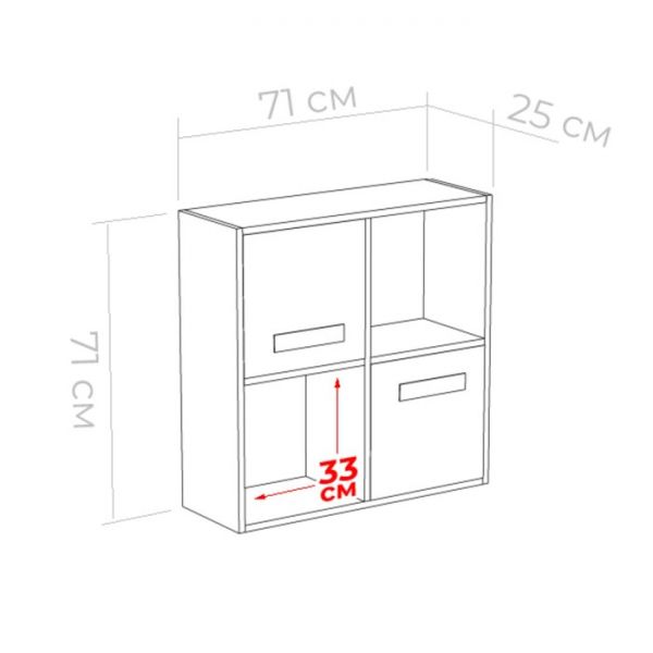 Стеллаж навесной с дверками Юниор 709х250х709 Ясень шимо темный/Белая Аляска/Индиго