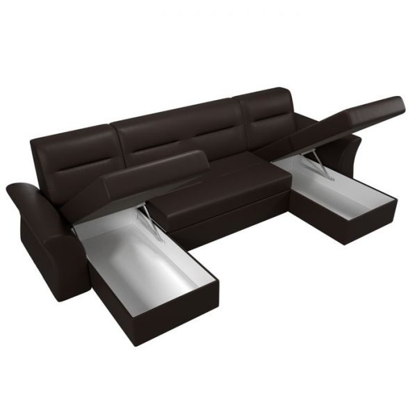 П-образный диван «Клайд», механизм дельфин, экокожа, цвет бежевый