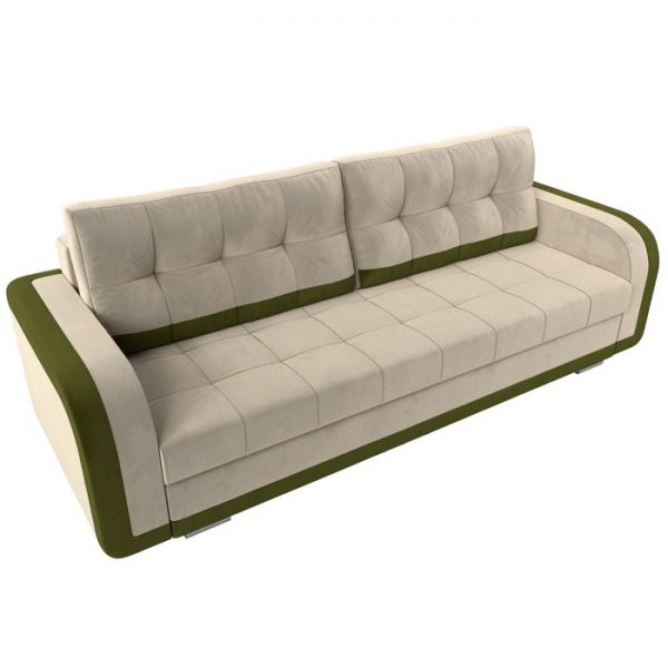 Диван прямой «Марсель», механизм еврокнижка, микровельвет, цвет бежевый / зелёный