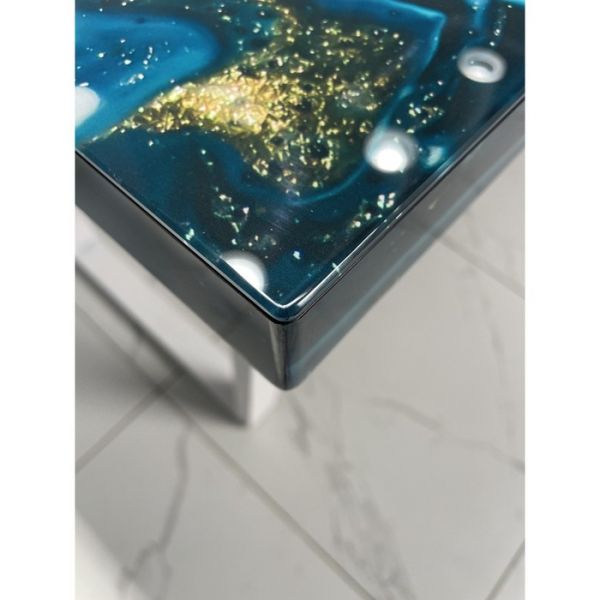 Обеденный стол «Квадро», 1200 ? 800 мм, опора «П» чёрная, фотопечать, цвет малахит