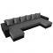 П-образный диван «Дубай», механизм еврокнижка, цвет серая рогожка / чёрная экокожа