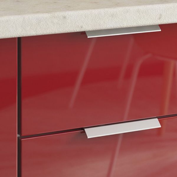 Кухонный гарнитур Бостон 2200х600 белый/белый/красный глянец