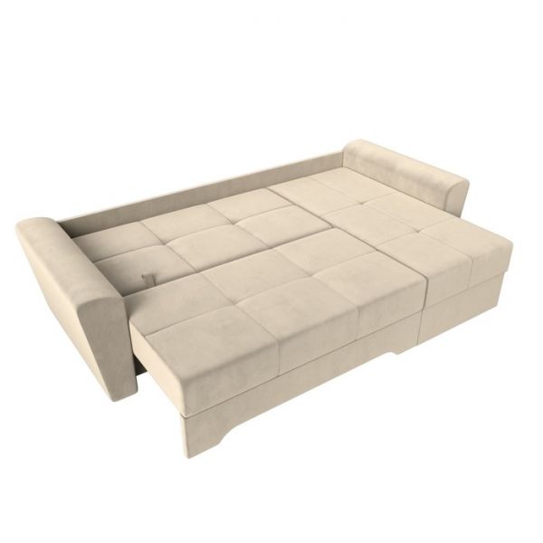 Угловой диван «Амстердам», механизм еврокнижка, микровельвет, цвет бежевый