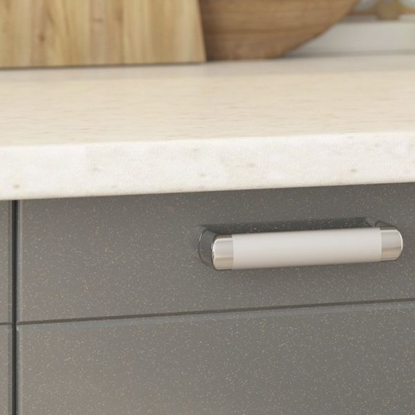 Кухонный гарнитур Виктория 2000х600 белый/белый металлик/графит металлик