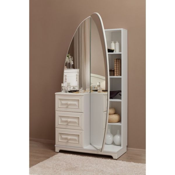 Шкаф комбинированный Белла зеркало 1050х420х1758 Белый/джелато софт