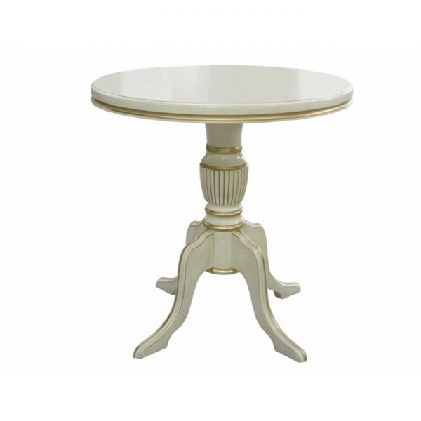 Стол круглый кофейный 750х750х750 бук/цвет покраски слоновая кость патина золото