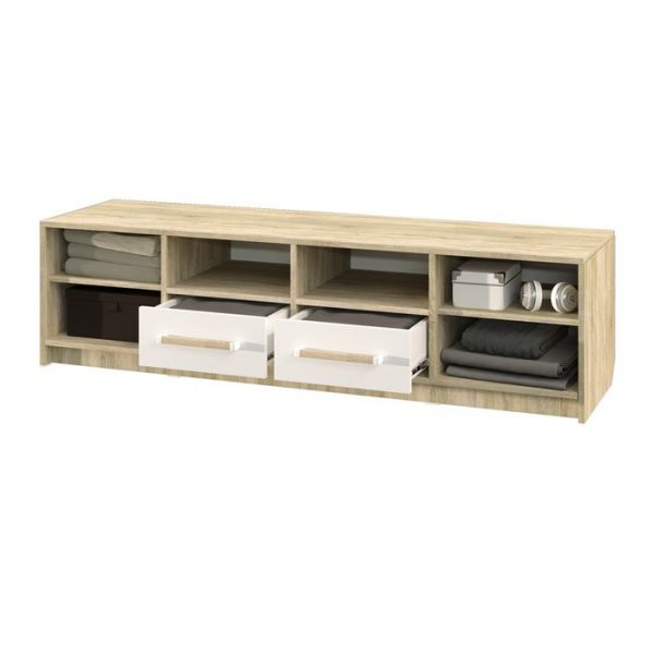 Тумба под ТВ Эдем-1  1600х425х420 Дуб сонома / Белый жемчуг