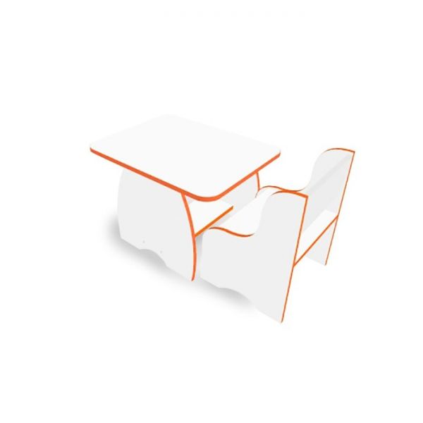 Набор детской мебели, стол и стул, цвет белый / кромка лайм