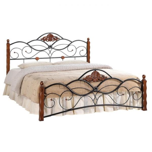 Кровать CANZONA (осн.металл), 140х200 см , красный дуб/черный