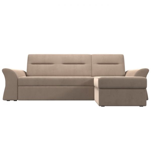 Угловой диван «Клайд», механизм дельфин, велюр, цвет бежевый