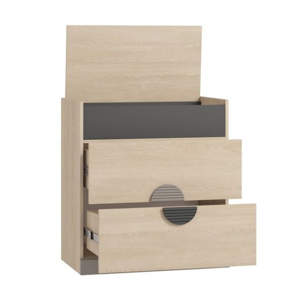 Комод «Тиволи», 750 ? 446 ? 824 мм, 2 ящика, дуб сонома / глиняный серый / графит серый