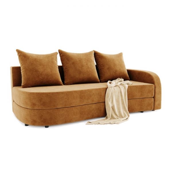 Диван прямой «Гитара», еврокнижка, ППУ, велюр, локоть правый, цвет селфи 10