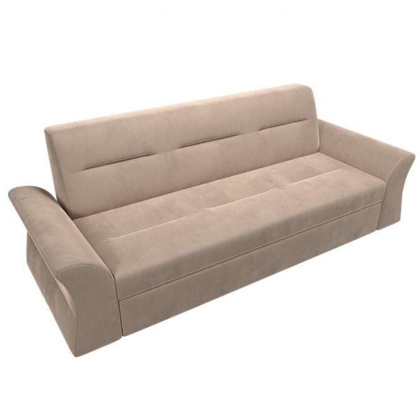 Прямой диван «Клайд», механизм дельфин, велюр, цвет бежевый
