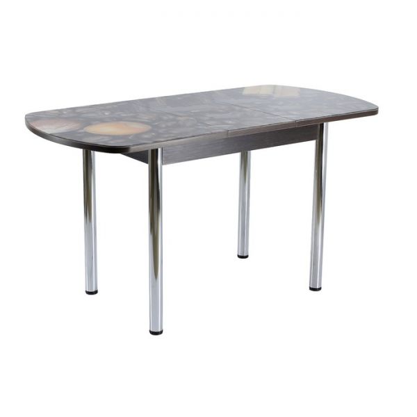 Стол раздвижной с фотопечатью Дэли, 1400(1800)х900х760, Венге/Дерево/Хром прямые