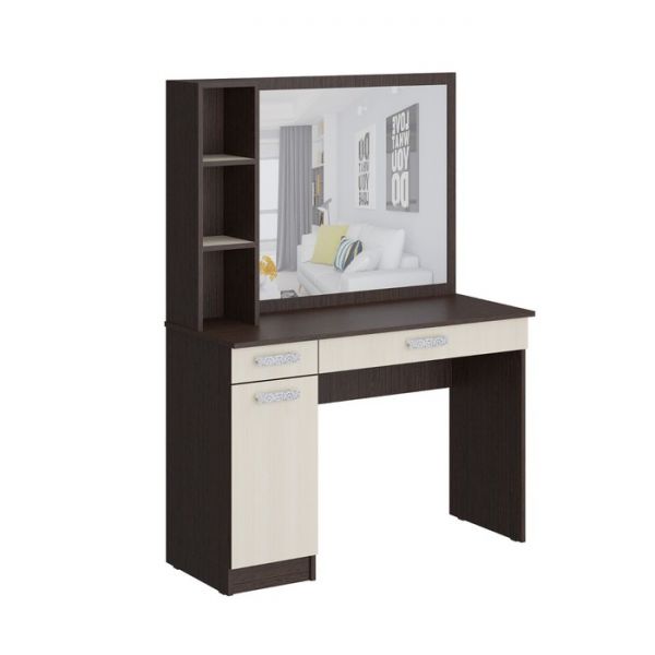 Стол туалетный с зеркалом «Уфимка», 1100 ? 450 ? 1504 мм, цвет венге / дуб молочный