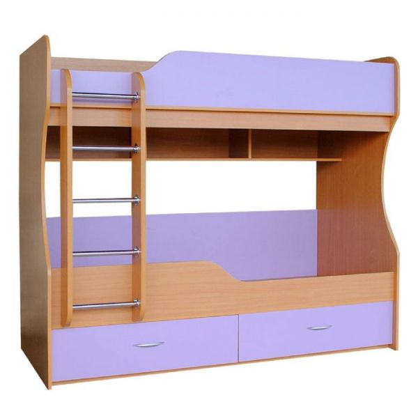 Кровать 2-х ярусная«Анюта 4», 800?1900 мм, цвет бук светлый / лиловый