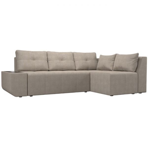 Угловой диван «Амадэус», правый угол, рогожка, цвет бежевый