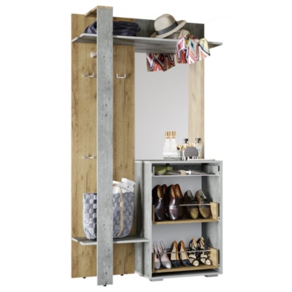 Прихожая Вешалка Кензо 1100х368х2000 крафт/метрополитан грей