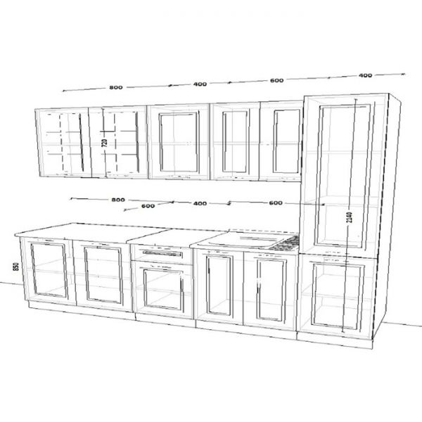 Кухонный гарнитур Гарнитур 12 Белый Вегас 2200 Белый