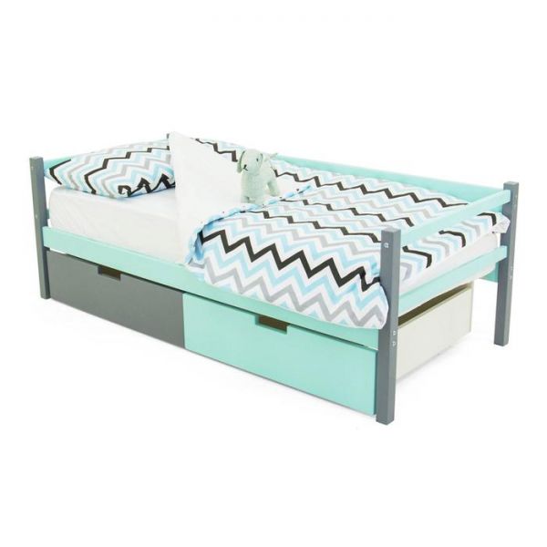 Детская кровать-тахта Svogen графит-мятный