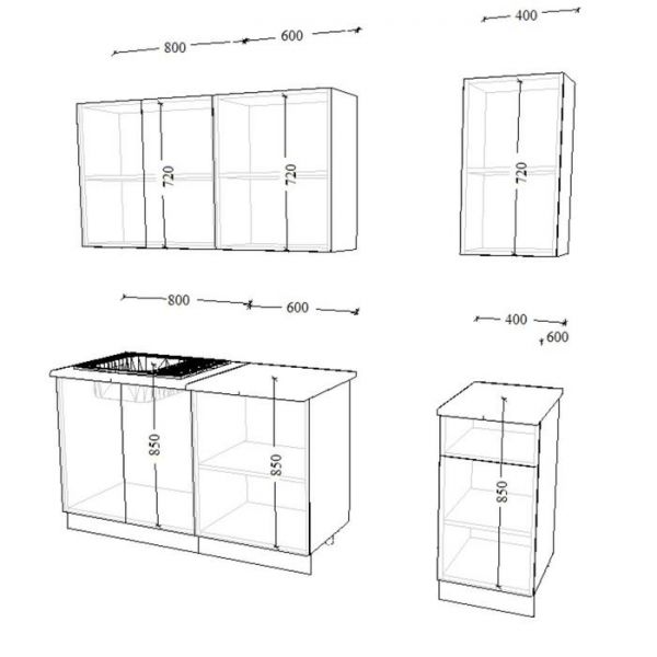 Кухонный гарнитур 24 ЛОФТ Серый/Рустик натур/Бетон темный/Дуб бунратти 1800х600