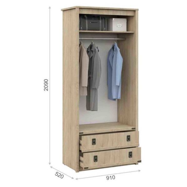 Шкаф «Валенсия», 2 ящика, 910 ? 520 ? 2090 мм, цвет дуб сонома