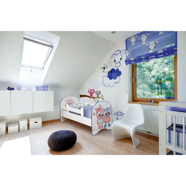 Кровать детская с фотопечатью «Совята», без ящика, 700 ? 1400 мм, цвет белый
