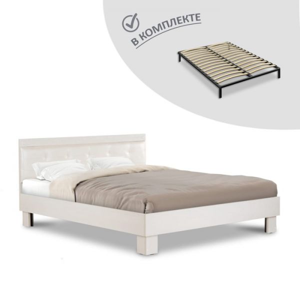 Кровать «Азалия 14 М» без ПМ, 1400 ? 2000, без основания, цвет бодега белый/белый пунто