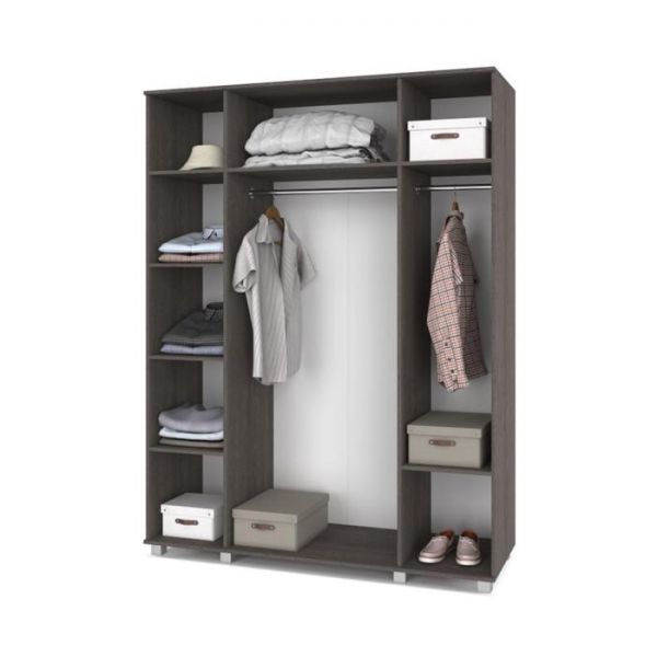 Шкаф Ева Е41 520х1600х2100 четырёхстворчатый с зеркалом Анкор темный/светлый