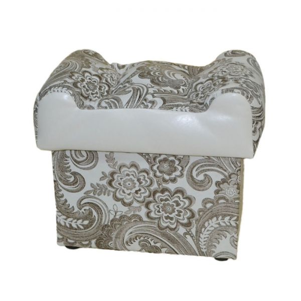 Пуф прямоугольный откидной, "Гжель + экокожа Ecotex A 109"