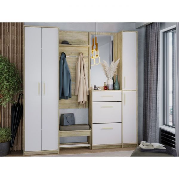 Прихожая  №2 Эдем-1  900х280х2200 Дуб сонома / Белый жемчуг