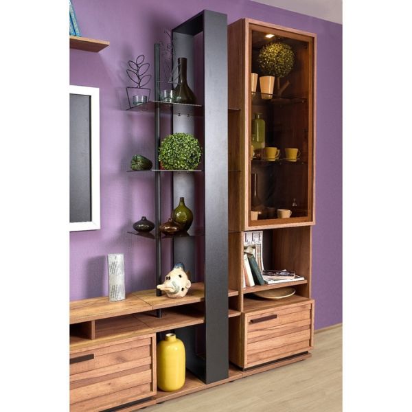 Шкаф для посуды Nature 13, 560 ? 416 ? 2116 мм, цвет гаскон пайн / чёрный