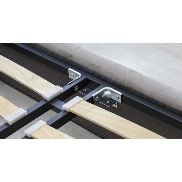 Кровать Милана, 1600х2000, ортопедическое осн+ПМ, Светлый кварцевый серый/Фог