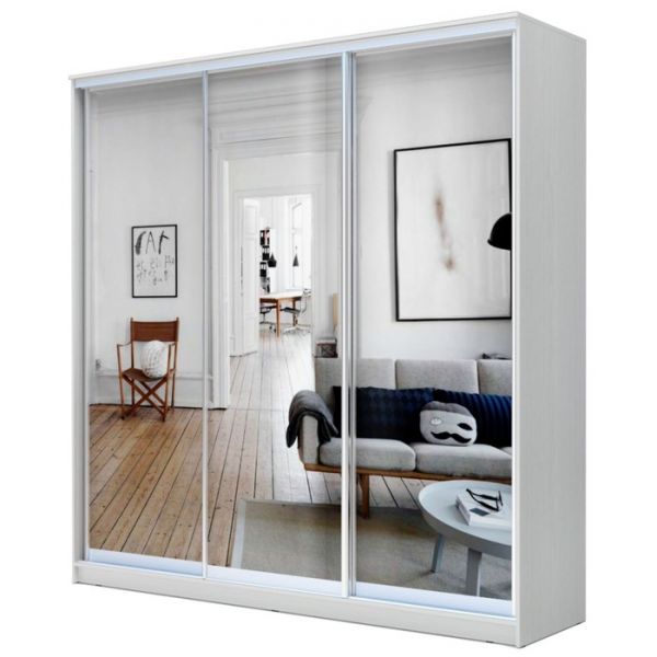 Шкаф-купе Хит-22-20/2-555, 2000x620x2200, Белый фасад шагрень