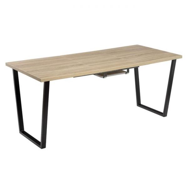 Стол АТЛАНТ-07 1400/2000*900х750 Дуб Бардалино серый/Опора АТЛАНТ-Черный матовый