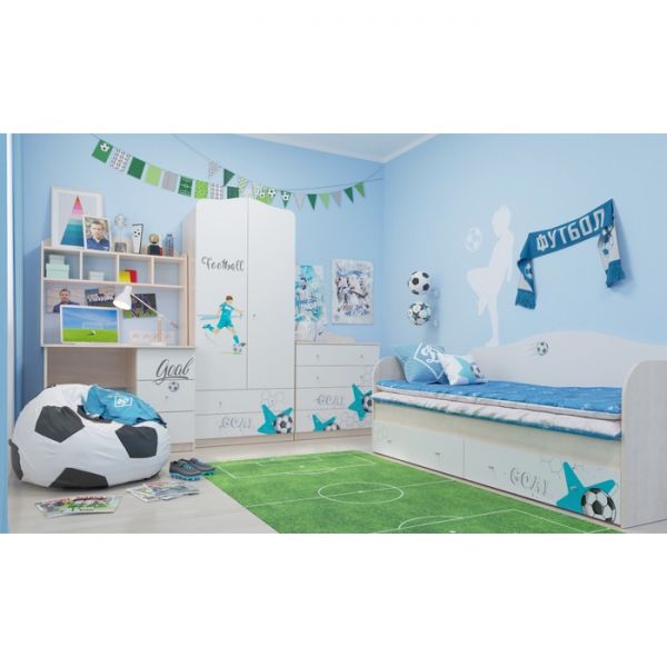 Комод с 4 ящиками Football, 800х450х910, Белый/Ясень шимо светлый