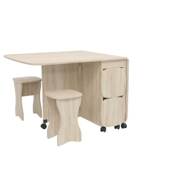 Стол книжка с табуретами 360/1670х900х740 Дуб сонома