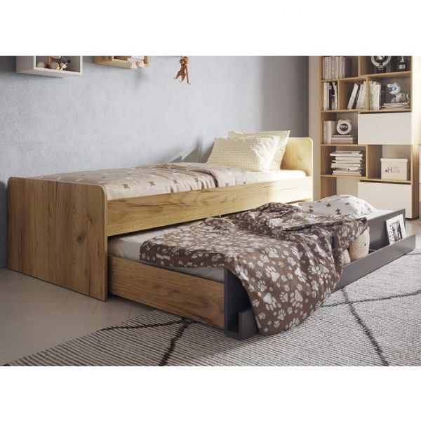 Кровать «Лойс 80», 2000 ? 900 мм, 1900 ? 800 ? 180 мм, дуб золотистый / графит