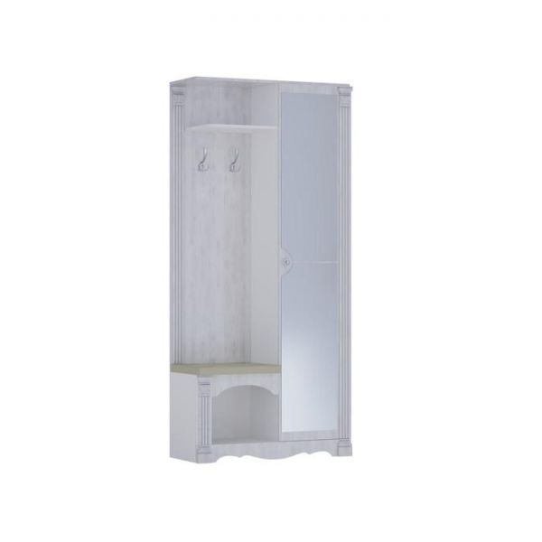 Прихожая «Саша 16», 1035 ? 445 ? 2130 мм, ЛДСП / МДФ, зеркало, цвет белый / анкор светлый