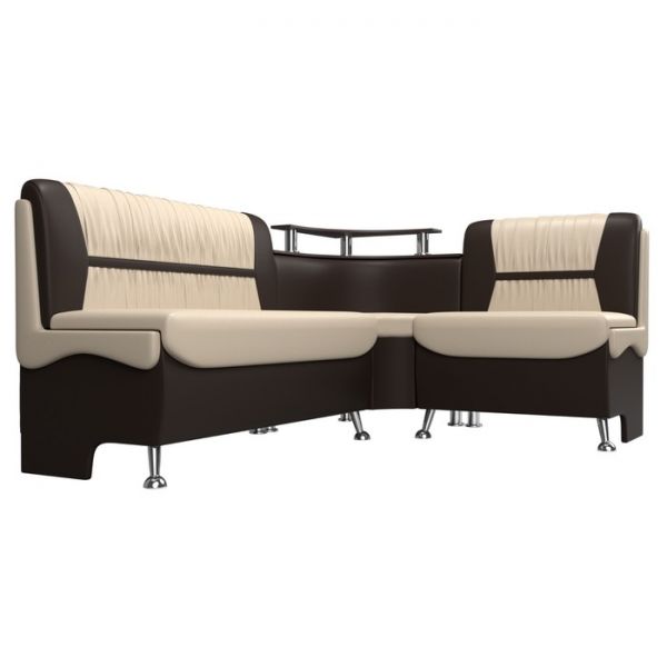 Кухонный угловой диван «Сидней», экокожа, цвет бежевый / коричневый