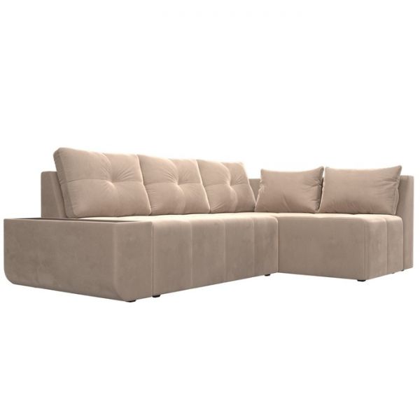 Угловой диван «Амадэус», правый угол, велюр, цвет бежевый
